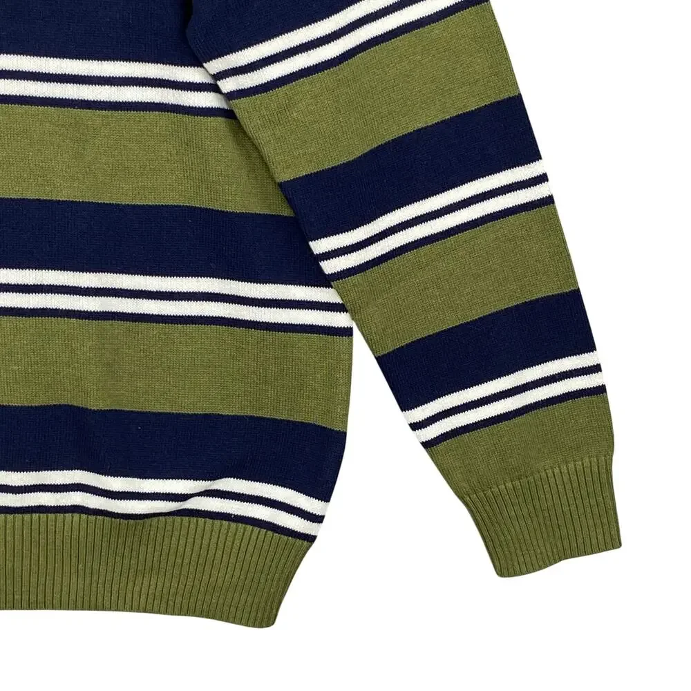 Club Room Men's Large Striped Long Sleeve V-Neck Sweater Pine Brook NWT
